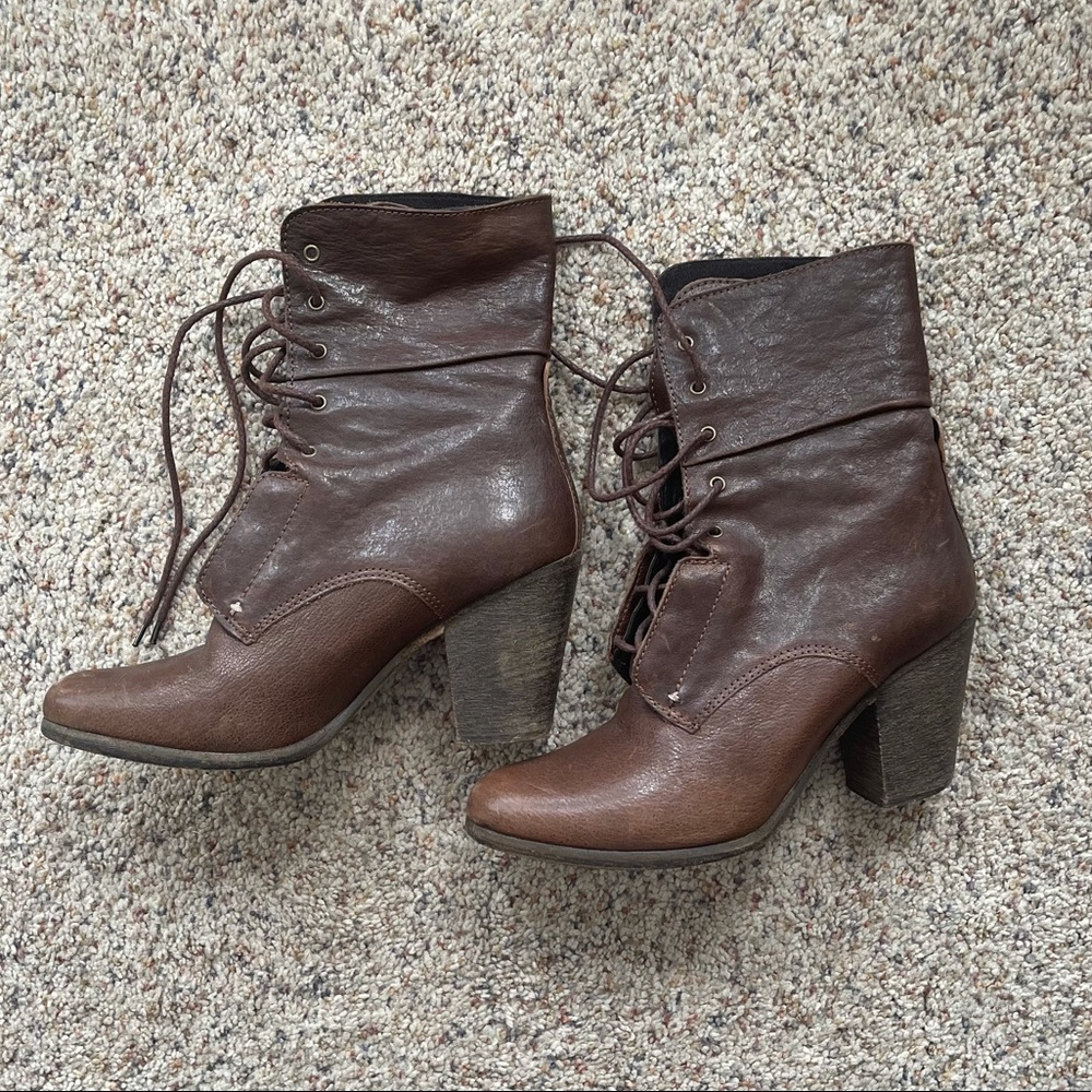Rag & Bone Brown Leather Deacon Lace-up Booties